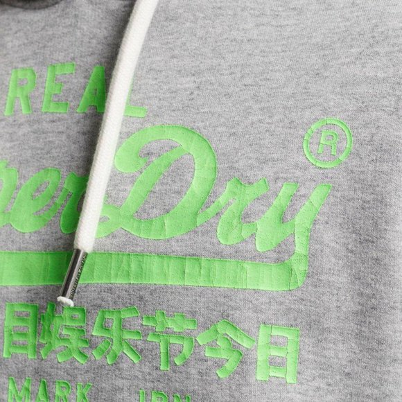 Superdry Mens Vintage Logo AC Hood Pullover Overhead Hoody Long Sleeve Grey Sz M - Picture 6 of 6